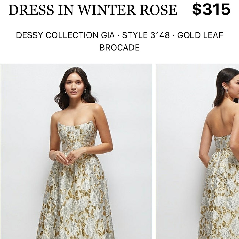 Dessy Collection Gold Strapless Dress